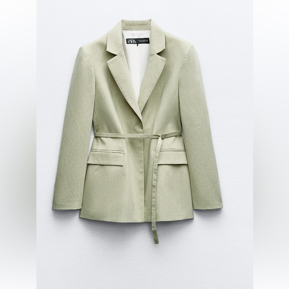 Zara Women's Green Belted Blazer